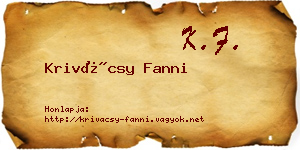 Krivácsy Fanni névjegykártya